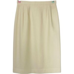 Vintage Y2K Cream Wool Light Academia Knee Length Skirt 10 Office Sirene